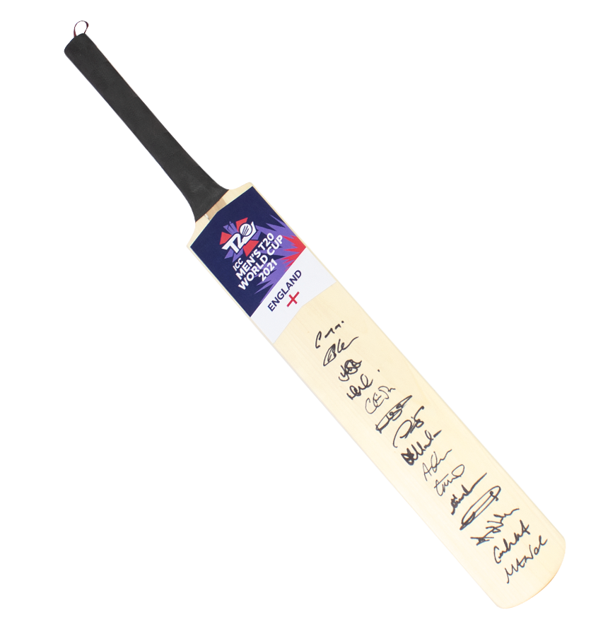 England Team Signed 2021 ICC World Twenty20 Cricket Bat